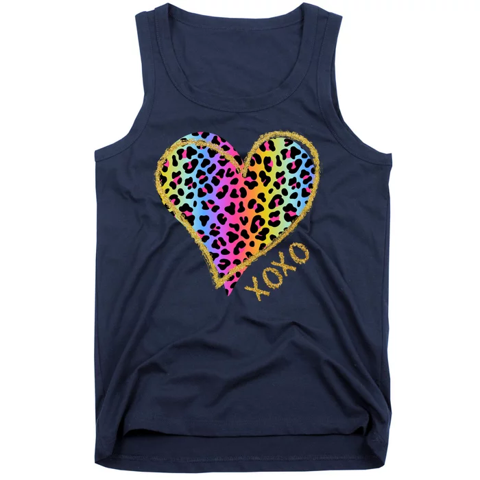 Rainbow Cheetah Heart Xoxo Tank Top