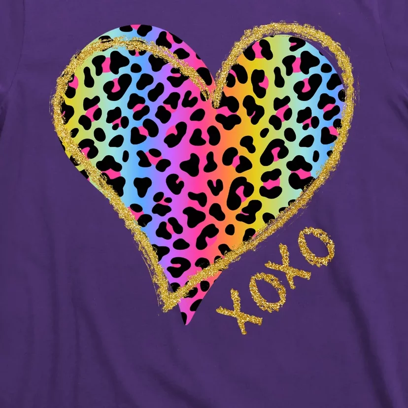 Rainbow Cheetah Heart Xoxo T-Shirt