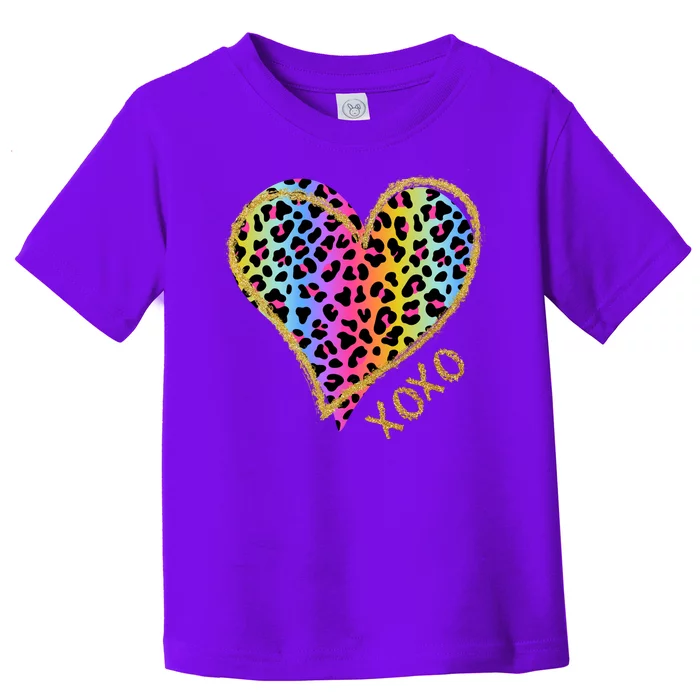 Rainbow Cheetah Heart Xoxo Toddler T-Shirt