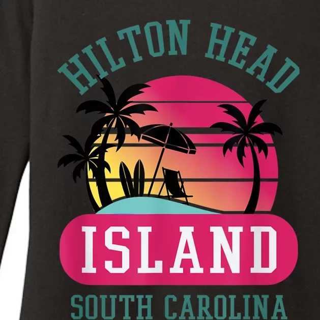 Retro Cool Hilton Head Island SC Beach Souvenir Novelty Art Womens CVC Long Sleeve Shirt