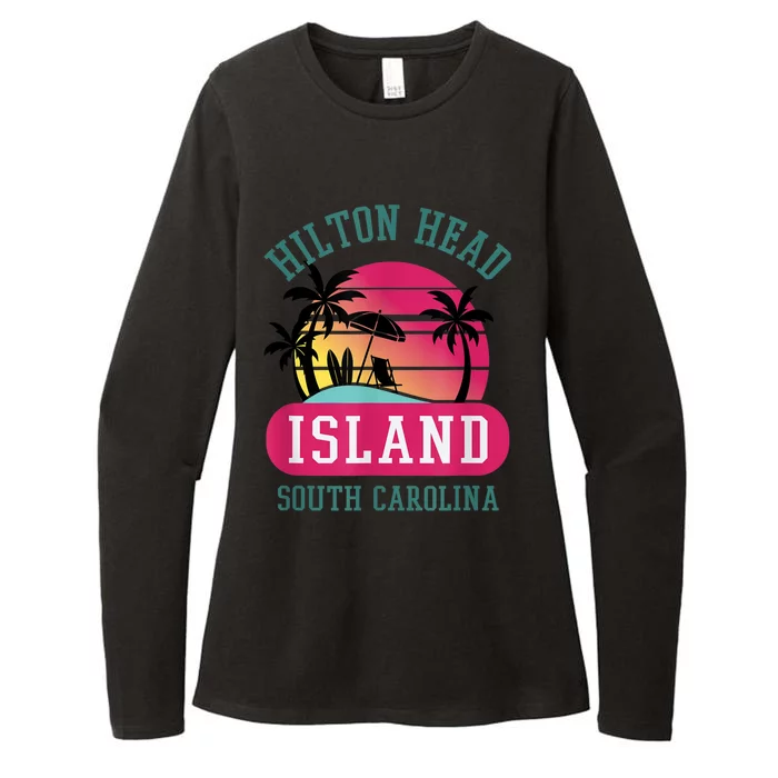 Retro Cool Hilton Head Island SC Beach Souvenir Novelty Art Womens CVC Long Sleeve Shirt