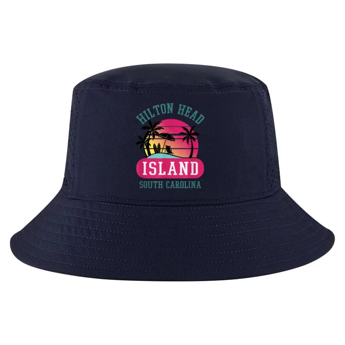 Retro Cool Hilton Head Island SC Beach Souvenir Novelty Art Cool Comfort Performance Bucket Hat