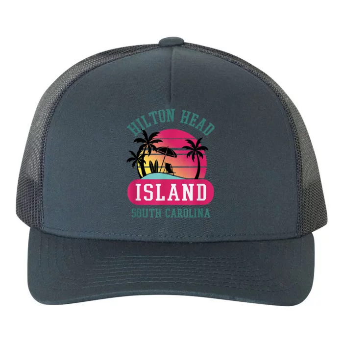 Retro Cool Hilton Head Island SC Beach Souvenir Novelty Art Yupoong Adult 5-Panel Trucker Hat