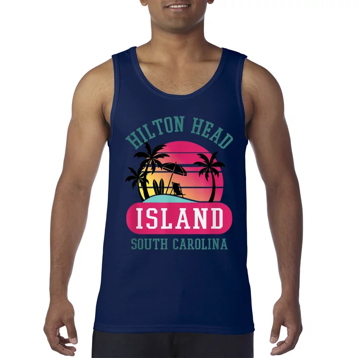 Retro Cool Hilton Head Island SC Beach Souvenir Novelty Art Tank Top