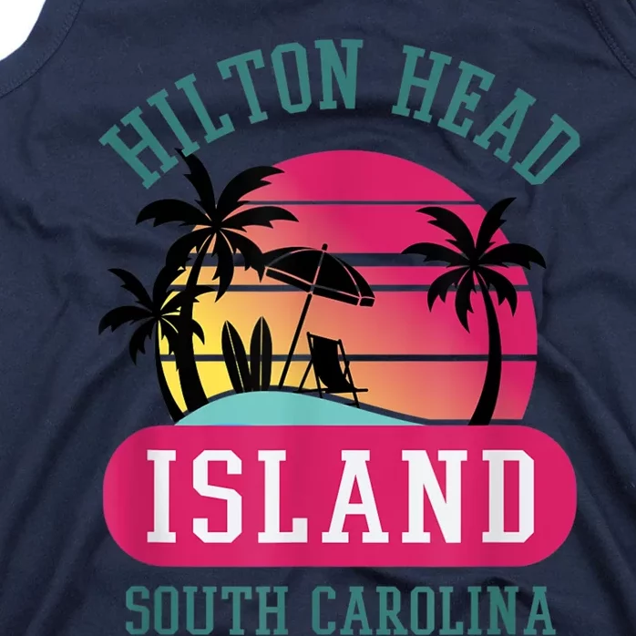 Retro Cool Hilton Head Island SC Beach Souvenir Novelty Art Tank Top