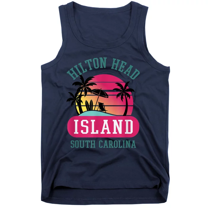 Retro Cool Hilton Head Island SC Beach Souvenir Novelty Art Tank Top