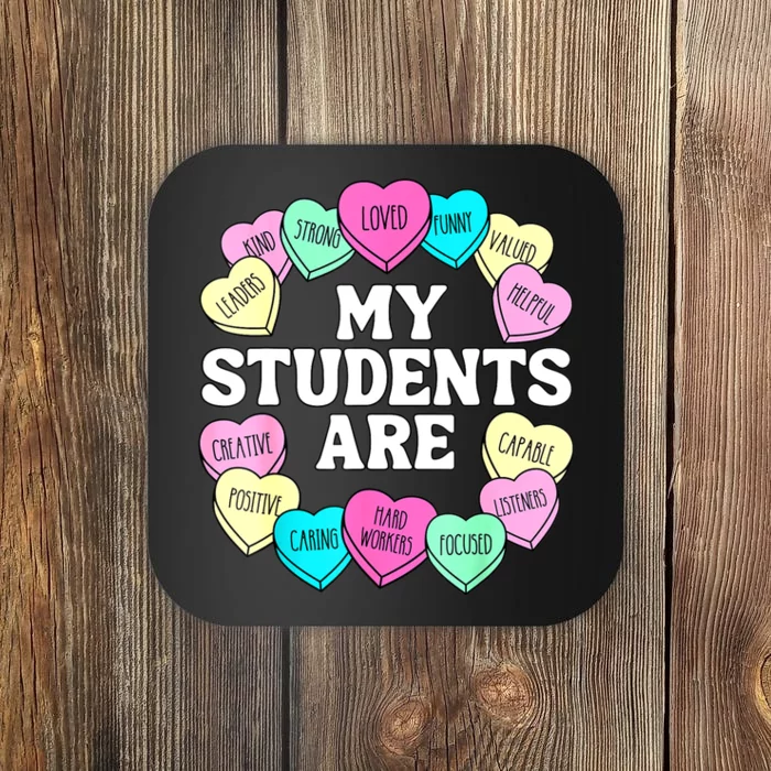 Retro Candy Heart Teacher Valentine's Positive Affirmation Coaster