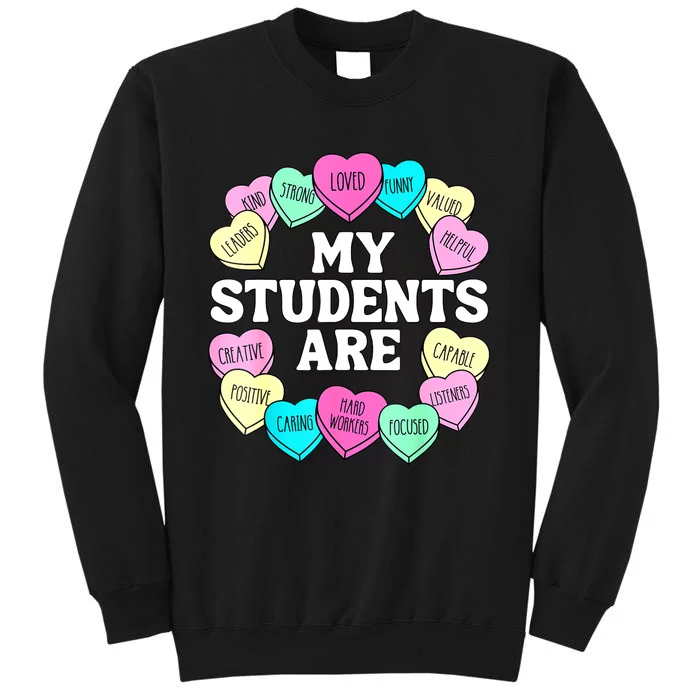 Retro Candy Heart Teacher Valentine's Positive Affirmation Tall Sweatshirt