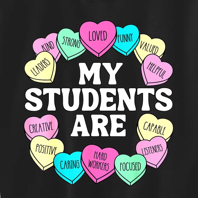 Retro Candy Heart Teacher Valentine's Positive Affirmation Kids Sweatshirt