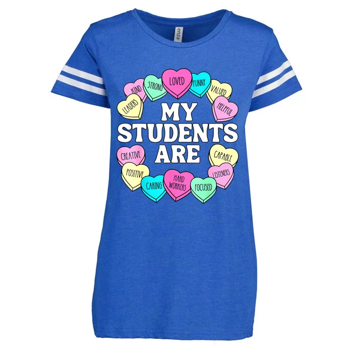 Retro Candy Heart Teacher Valentine's Positive Affirmation Enza Ladies Jersey Football T-Shirt