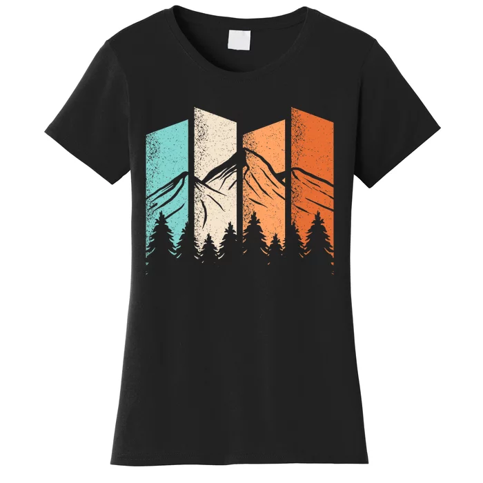 Retro Camping Hiking Nature Landscape Outdoor Women's T-Shirt