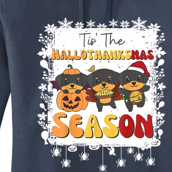 Rottweiler Christmas Halloween Tis The Hallothanksmas Gift Women's Pullover Hoodie