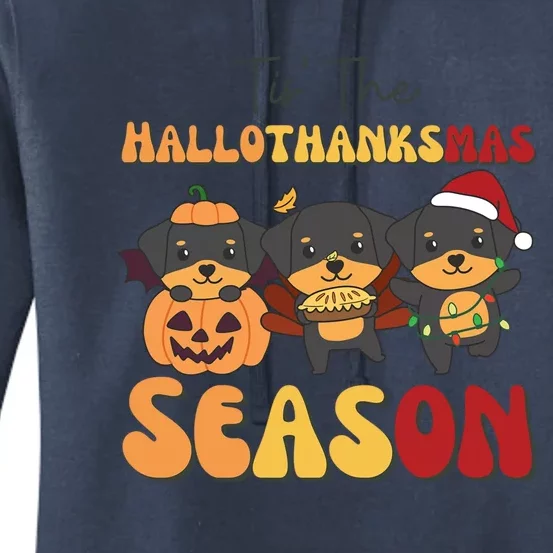 Rottweiler Christmas Halloween Tis The Hallothanksmas Gift Women's Pullover Hoodie