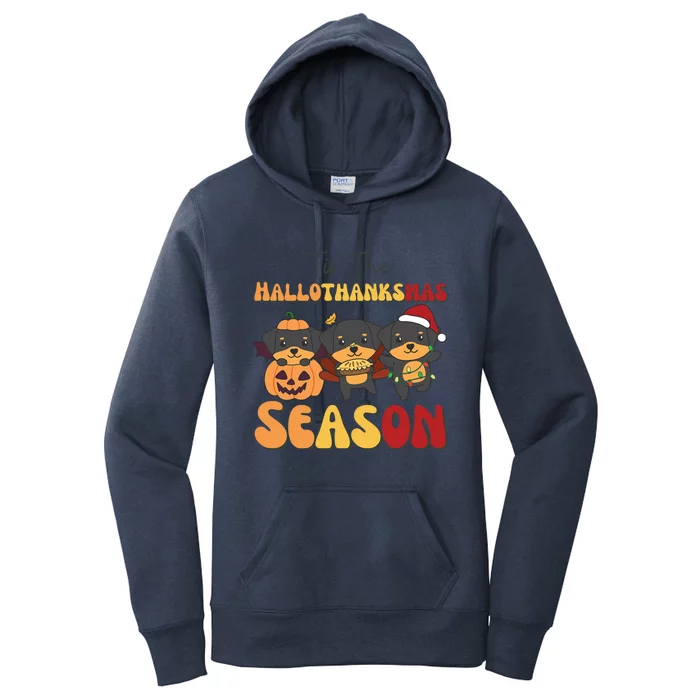 Rottweiler Christmas Halloween Tis The Hallothanksmas Gift Women's Pullover Hoodie