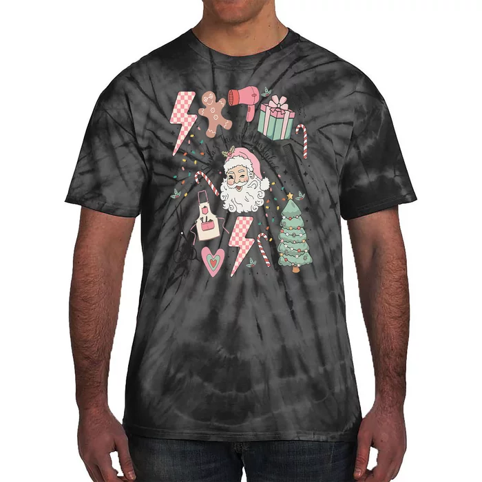 Retro Christmas Hairstylist Santas Favorite Hair Stylist Tie-Dye T-Shirt