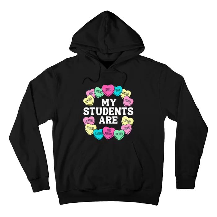 Retro Candy Heart Teacher Valentine's Positive Affirmation Hoodie