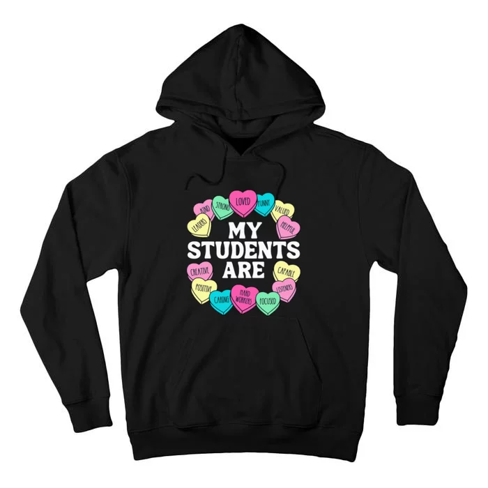 Retro Candy Heart Teacher Valentine's Positive Affirmation Tall Hoodie