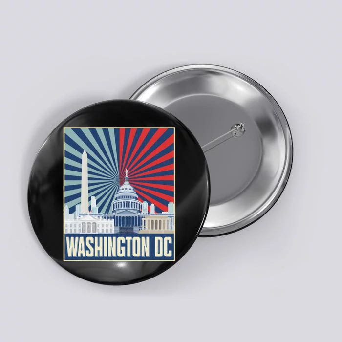 Retro Capitol Hill Washington Dc American Flag Button