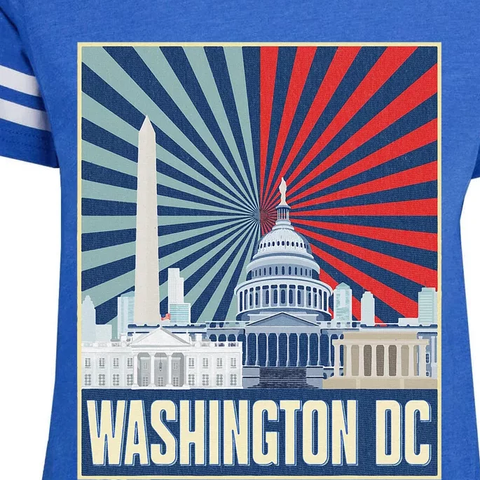 Retro Capitol Hill Washington Dc American Flag Enza Ladies Jersey Football T-Shirt