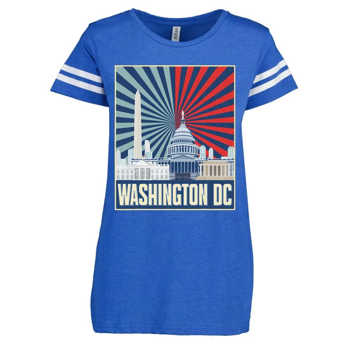 Retro Capitol Hill Washington Dc American Flag Enza Ladies Jersey Football T-Shirt