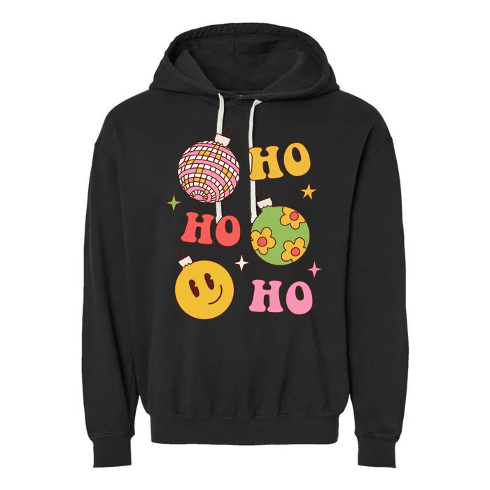 Retro Christmas Ho Ho Ho Festive Holiday Garment-Dyed Fleece Hoodie