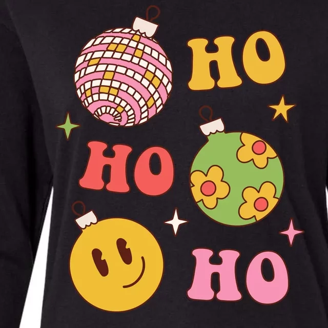 Retro Christmas Ho Ho Ho Festive Holiday Womens Cotton Relaxed Long Sleeve T-Shirt