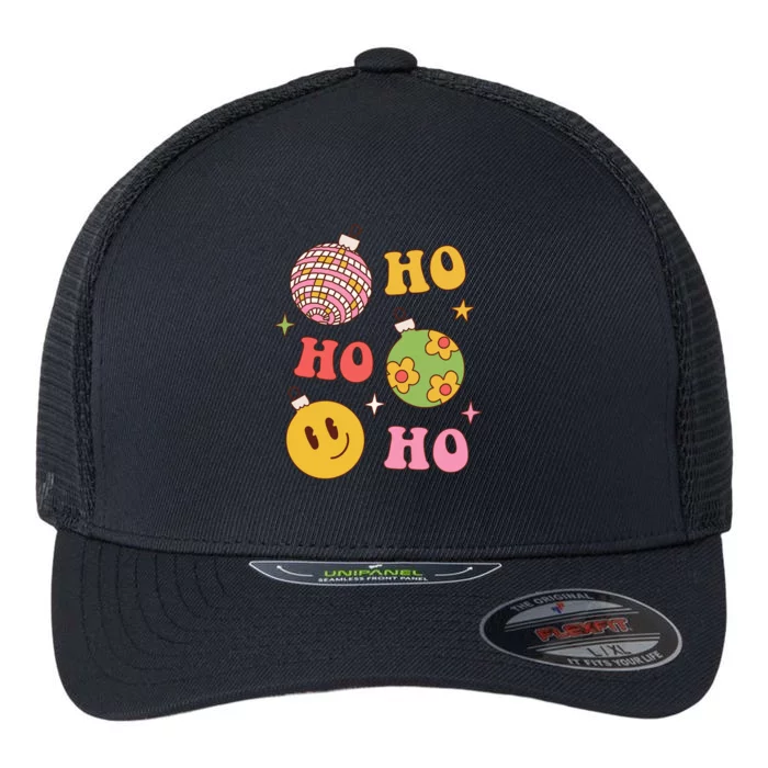 Retro Christmas Ho Ho Ho Festive Holiday Flexfit Unipanel Trucker Cap