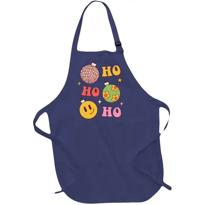 Retro Christmas Ho Ho Ho Festive Holiday Full-Length Apron With Pocket