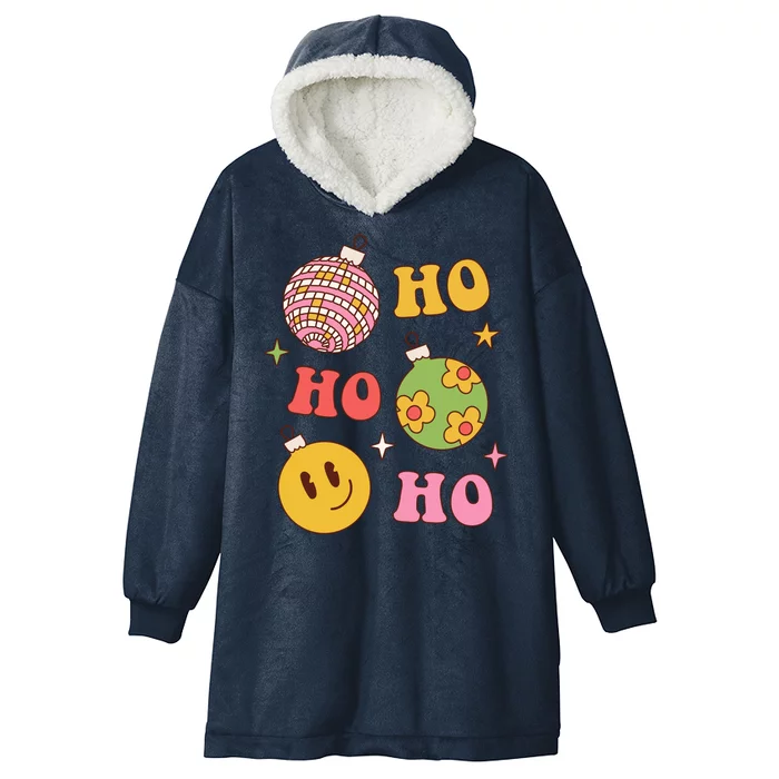 Retro Christmas Ho Ho Ho Festive Holiday Hooded Wearable Blanket