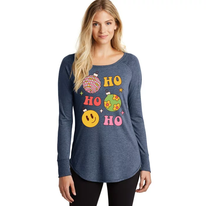 Retro Christmas Ho Ho Ho Festive Holiday Women's Perfect Tri Tunic Long Sleeve Shirt