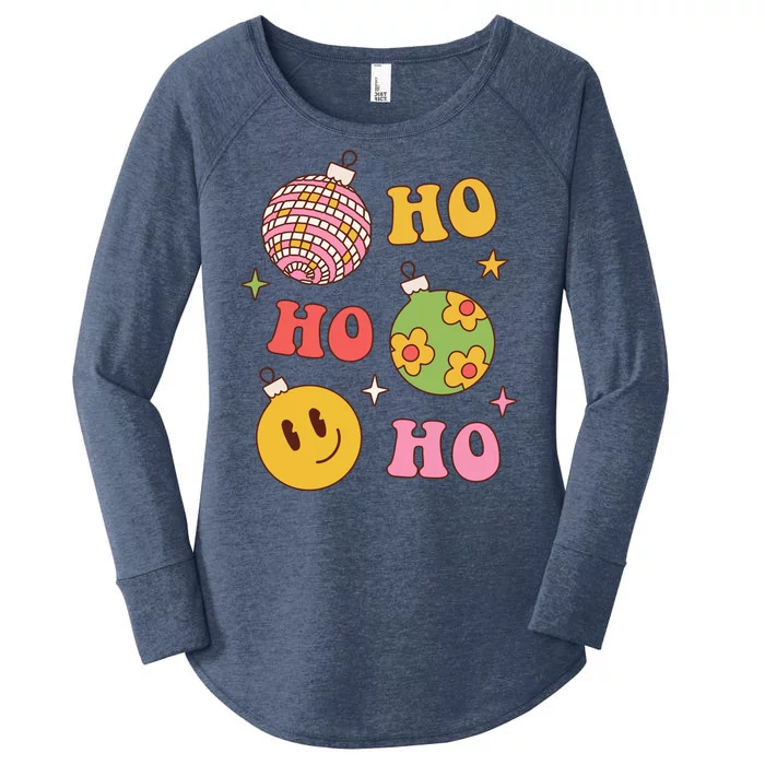 Retro Christmas Ho Ho Ho Festive Holiday Women's Perfect Tri Tunic Long Sleeve Shirt