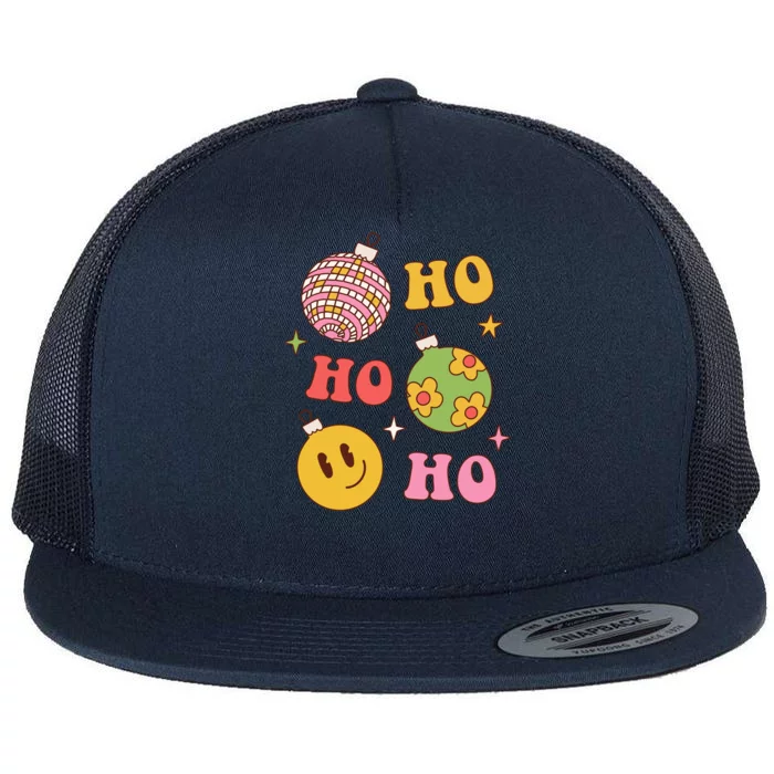 Retro Christmas Ho Ho Ho Festive Holiday Flat Bill Trucker Hat