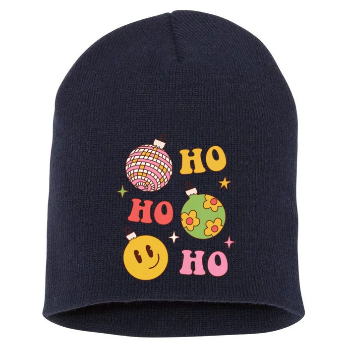 Retro Christmas Ho Ho Ho Festive Holiday Short Acrylic Beanie