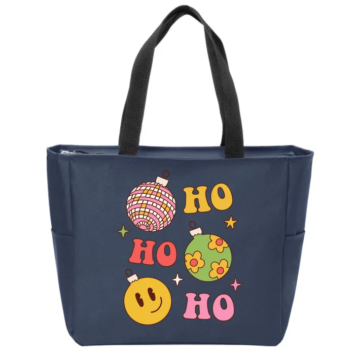 Retro Christmas Ho Ho Ho Festive Holiday Zip Tote Bag