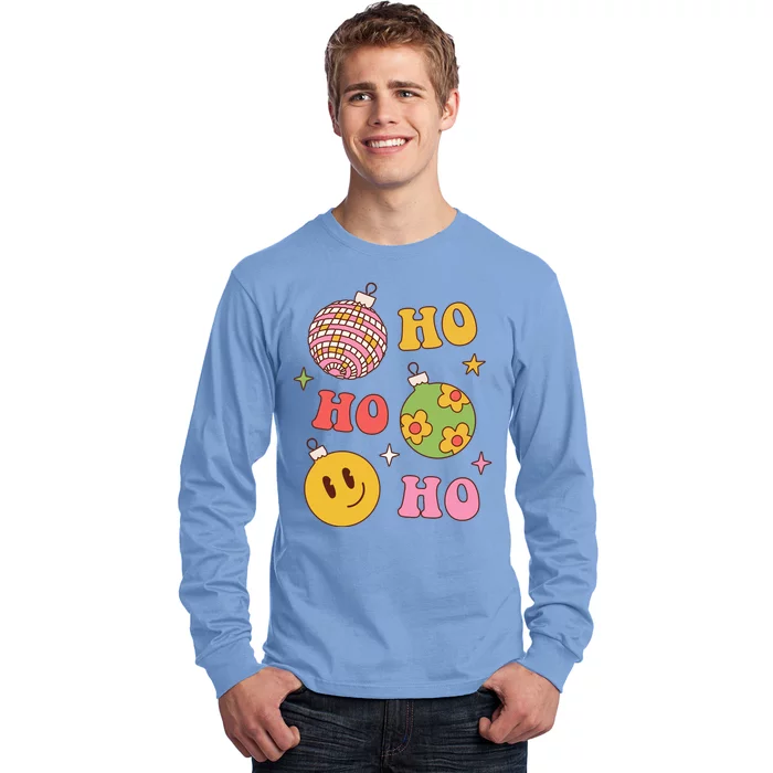 Retro Christmas Ho Ho Ho Festive Holiday Long Sleeve Shirt