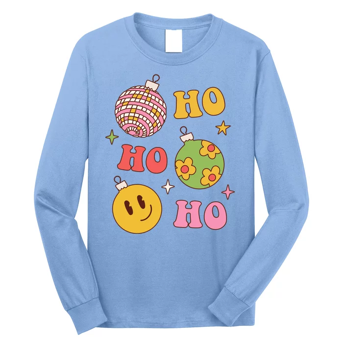 Retro Christmas Ho Ho Ho Festive Holiday Long Sleeve Shirt