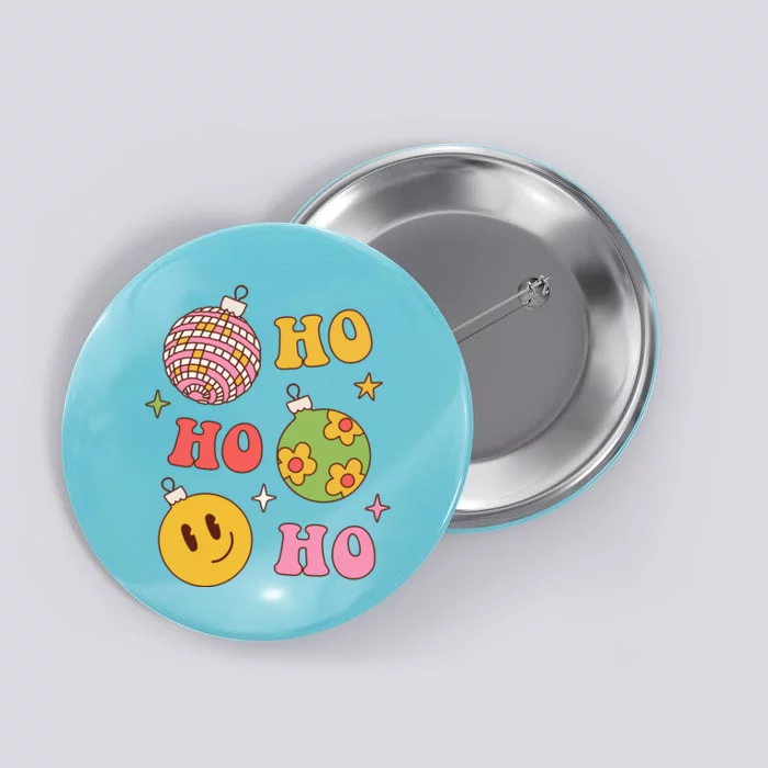 Retro Christmas Ho Ho Ho Festive Holiday Button