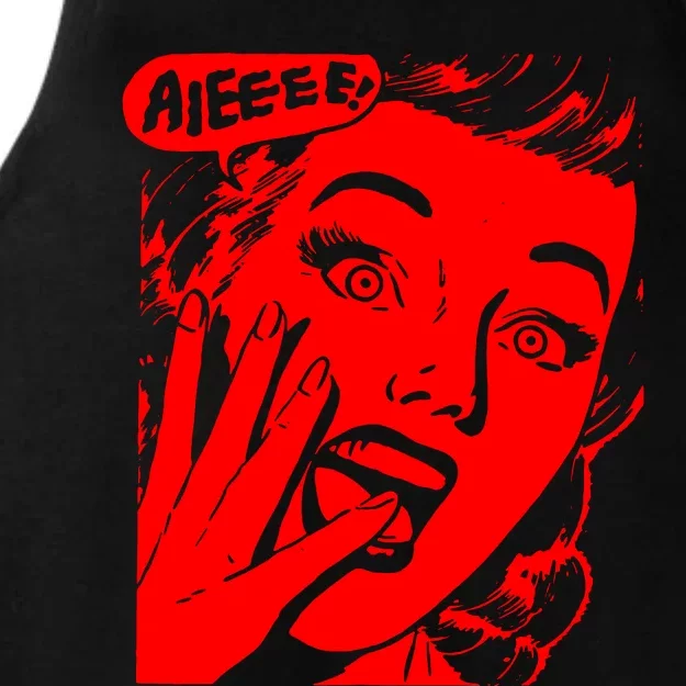 Retro Creepy Horror Girl Screaming Ladies Tri-Blend Wicking Tank