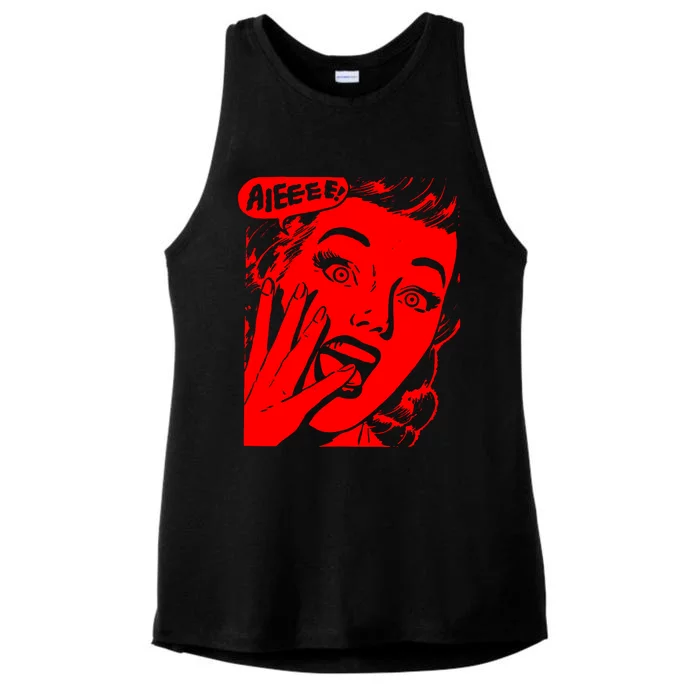 Retro Creepy Horror Girl Screaming Ladies Tri-Blend Wicking Tank