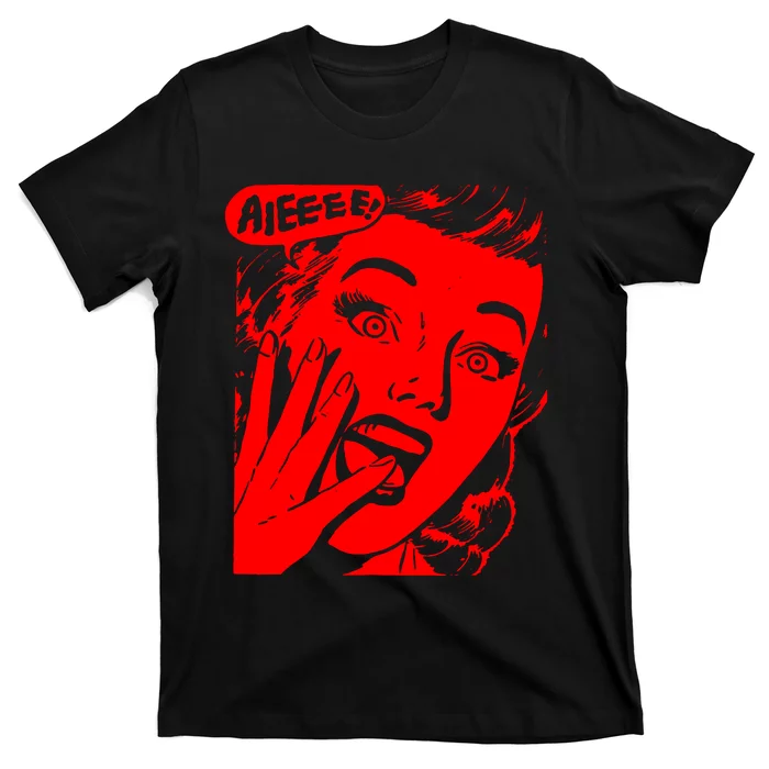 Retro Creepy Horror Girl Screaming T-Shirt