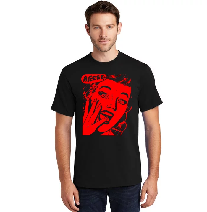 Retro Creepy Horror Girl Screaming Tall T-Shirt