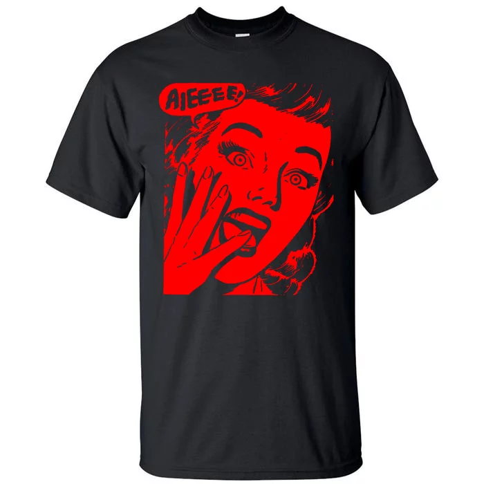 Retro Creepy Horror Girl Screaming Tall T-Shirt