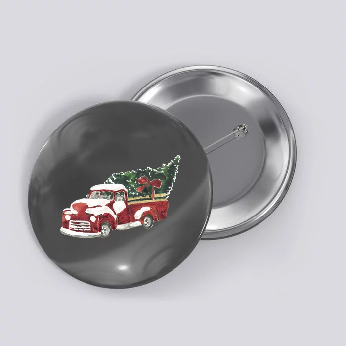 Retro Christmas Holiday Truck Button