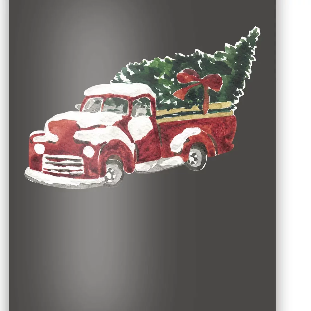 Retro Christmas Holiday Truck Poster