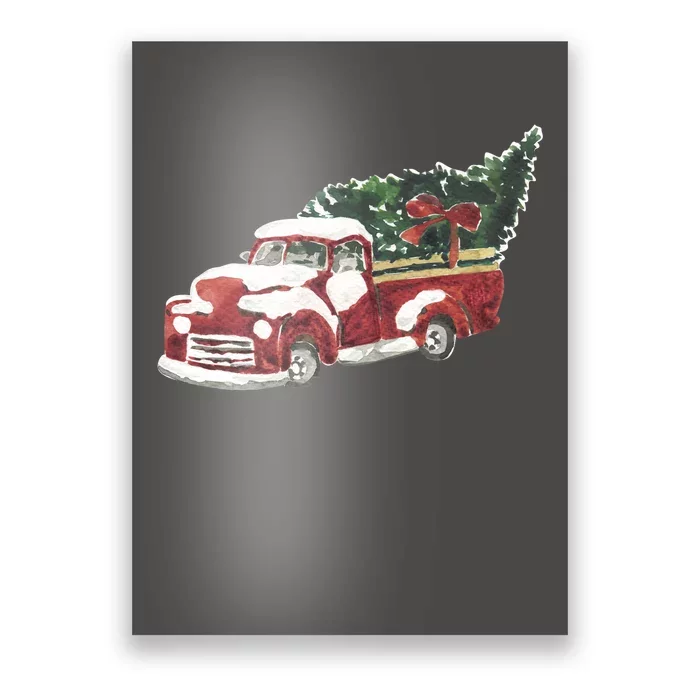 Retro Christmas Holiday Truck Poster