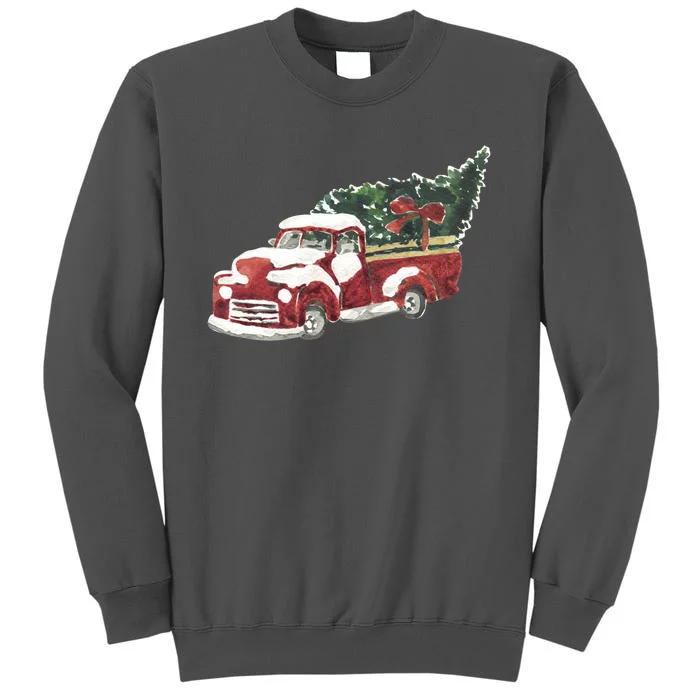 Retro Christmas Holiday Truck Tall Sweatshirt