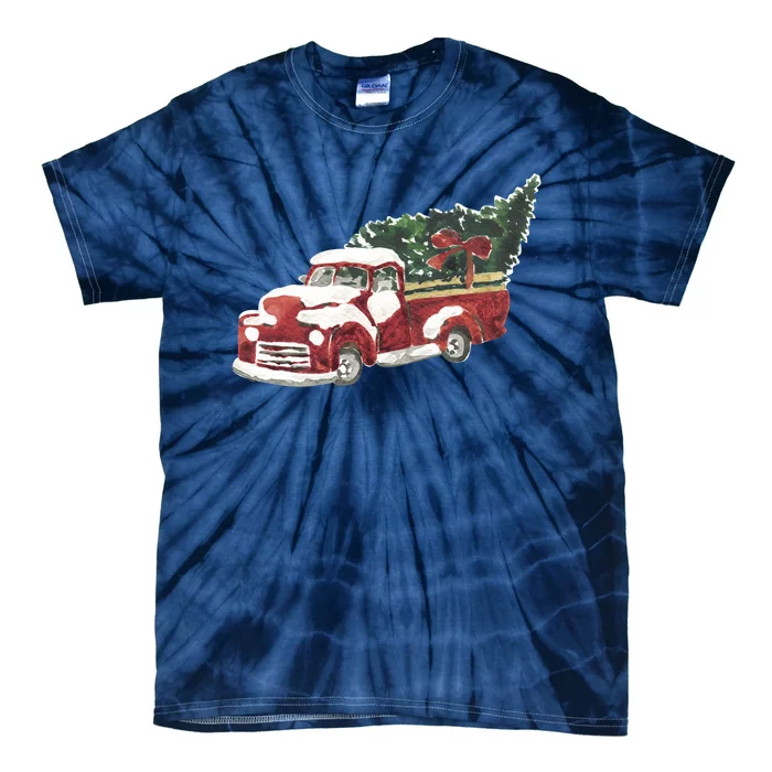 Retro Christmas Holiday Truck Tie-Dye T-Shirt