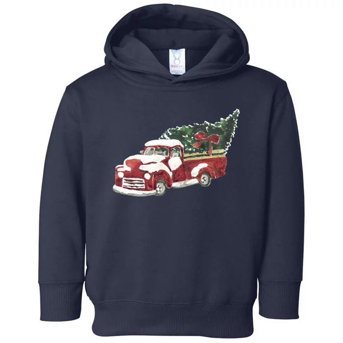 Retro Christmas Holiday Truck Toddler Hoodie