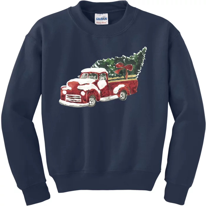 Retro Christmas Holiday Truck Kids Sweatshirt