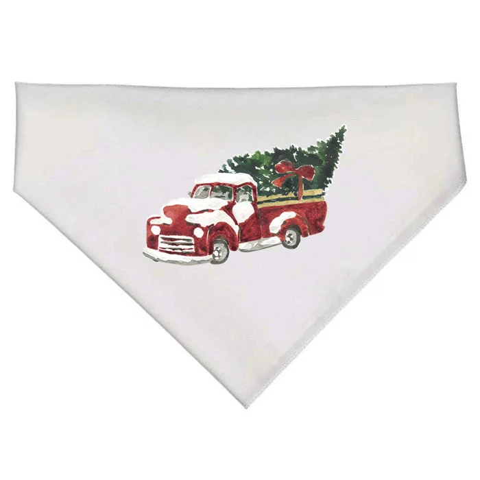 Retro Christmas Holiday Truck USA-Made Doggie Bandana